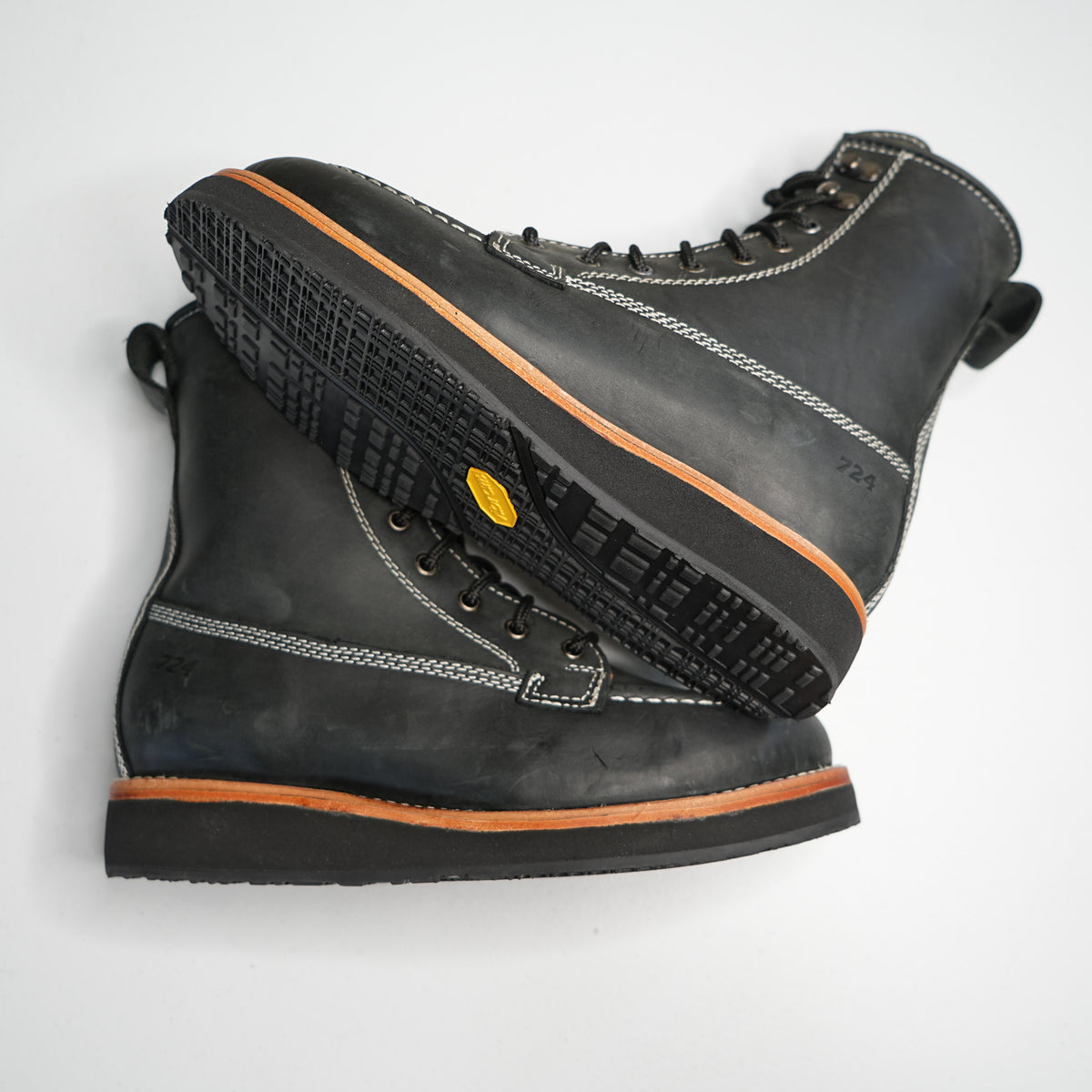 Size 9.5 Black Crazy Horse 8 Inch + Vibram 1328 Elvis Outsole